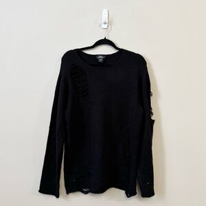 Social Collision Hot topic black knit distressed unisex sweater